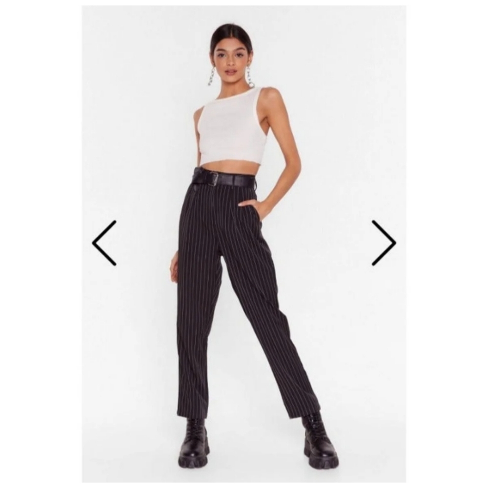 Nasty Gal Pinstripe High waisted pants Size 2 Straight Leg